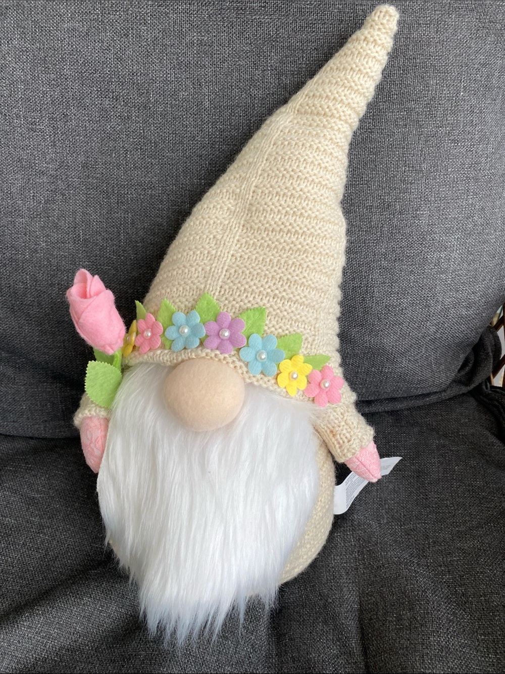 Spring Floral Gnome with White Beard